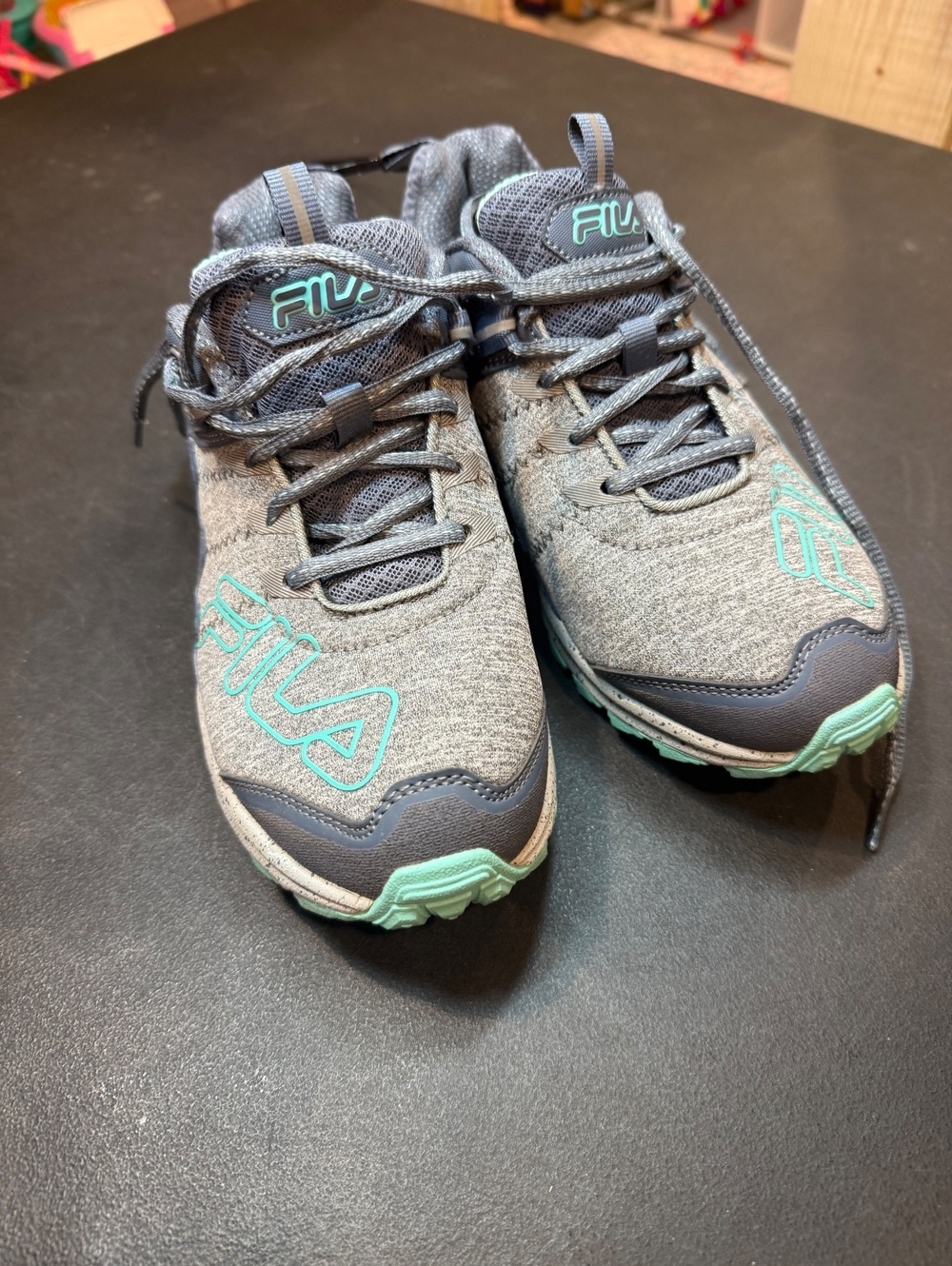 Fila Women's Gray and Mint Trail Running Shoes US 8.5